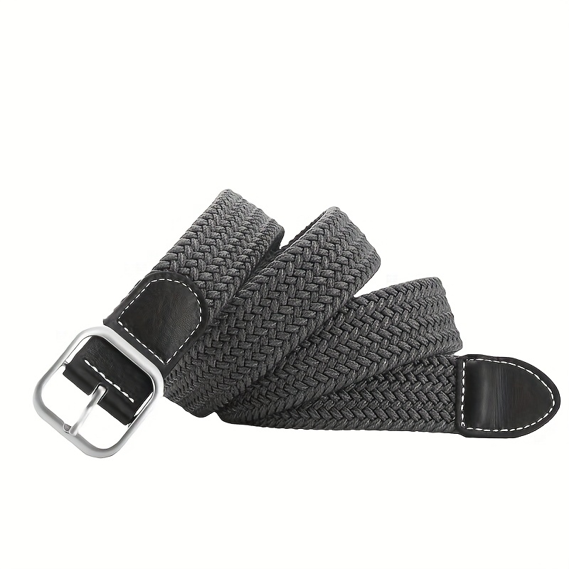 Woven Braided Belt Elastic Square Buckle One Size Fits Most